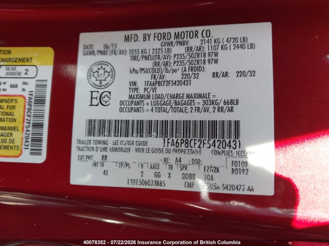 Ford MUSTANG GT 2015 1FA6P8CF2F5420431 Image 19