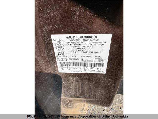 Продажа на аукционе авто 2011 Ford F150, vin: 1FTFX1EF8BFB74195, номер лота: 40084147