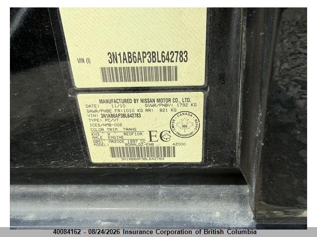 Aukcja sprzedaży 2011 Nissan Sentra 2.0/2.0s/sr/2.0sl, vin: 3N1AB6AP3BL642783, numer aukcji: 40084162
