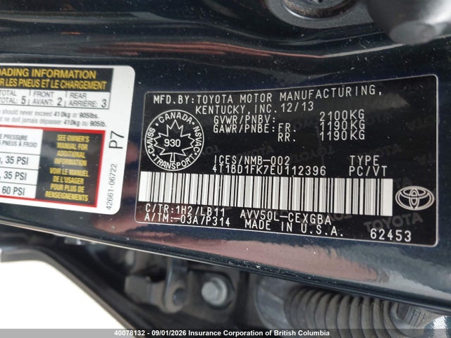 4T1BD1FK7EU112396 Toyota Camry Hybrid/le/xle