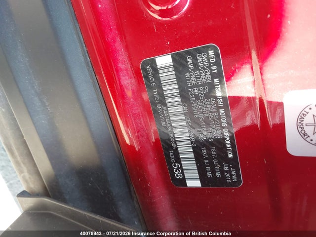 JA4AT4AA3KZ600806 Mitsubishi Eclipse Cross Le/sp
