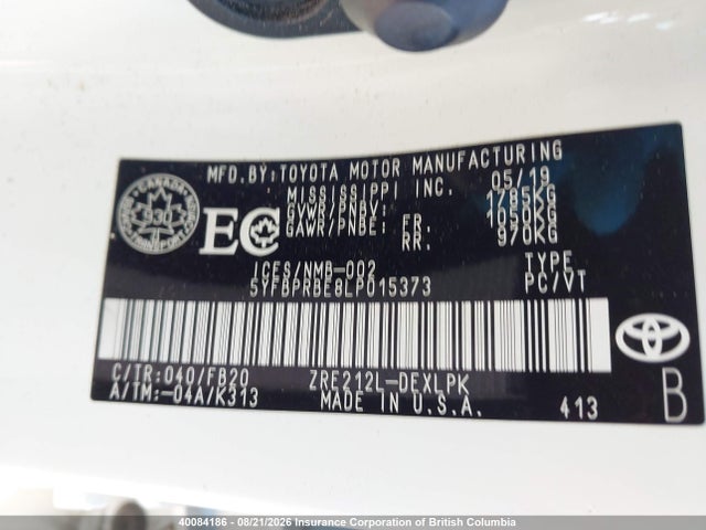 Toyota COROLLA LE 2020 5YFBPRBE8LP015373 Image 9