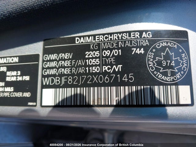 Продаж на аукціоні авто 2002 Mercedes-benz E 320 4matic, vin: WDBJF82J72X067145, номер лоту: 40084200