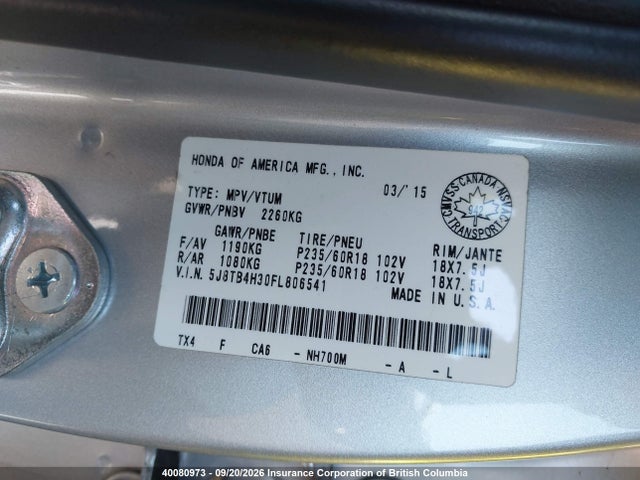 Acura RDX 2015 5J8TB4H30FL806541 Image 9