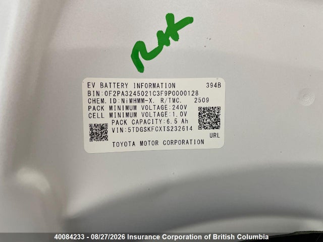 5TDGSKFCXTS232614 Toyota Sienna Xse Awd 7-pass