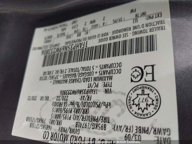 Aukcja sprzedaży 2009 Ford Focus, vin: 1FAHP35N69W233806, numer aukcji: 40084234
