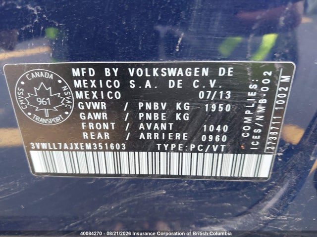 Volkswagen Jetta 2014 3VWLL7AJXEM351603 Image 9