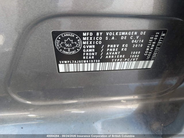 Aukcja sprzedaży 2014 Volkswagen Golf, vin: 3VWPL7AJ8EM619730, numer aukcji: 40084284