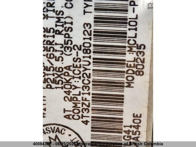 2000 Toyota Sienna Le/xle მანქანა იყიდება აუქციონზე, vin: 4T3ZF13C2YU180123, აუქციონის ნომერი: 40084308