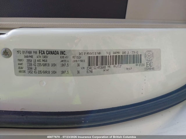 Chrysler Pacifica Limited 2017 2C4RC1GG1HR536089 Image 9