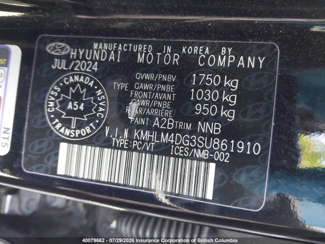 40079662 :رقم المزاد ، KMHLM4DG3SU861910 vin ، 2025 Hyundai Elantra Sel Sport مزاد بيع