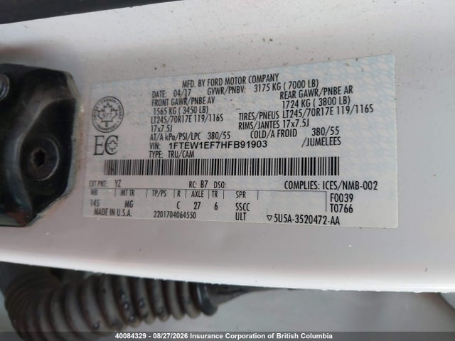 Ford F150 2017 1FTEW1EF7HFB91903 Image 10