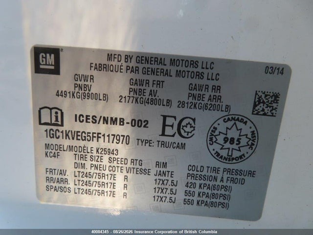 1GC1KVEG5FF117970 Chevrolet Silverado K2500 Heavy Duty Lt
