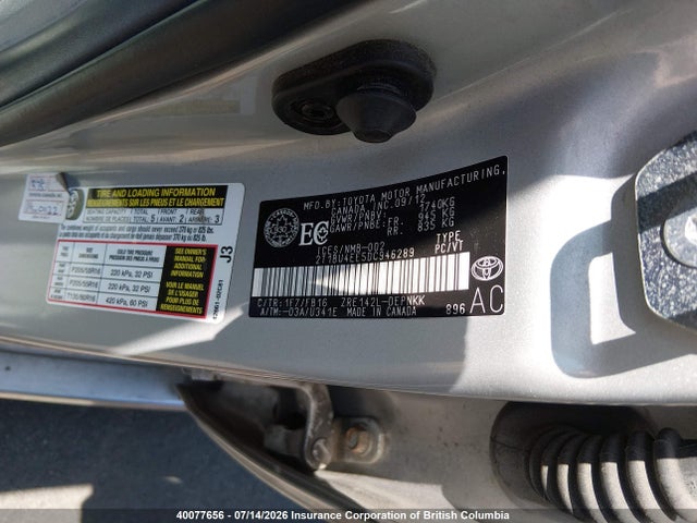 40077656 :رقم المزاد ، 2T1BU4EE5DC946289 vin ، 2013 Toyota Corolla S/le مزاد بيع