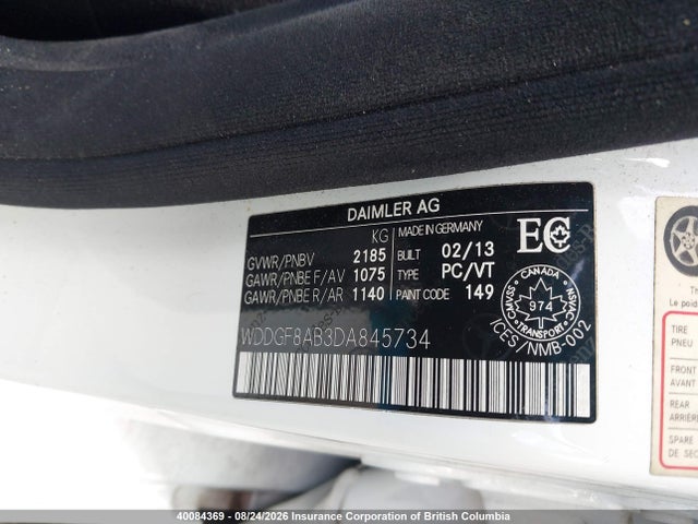 Aukcja sprzedaży 2013 Mercedes-benz C 300 4matic, vin: WDDGF8AB3DA845734, numer aukcji: 40084369