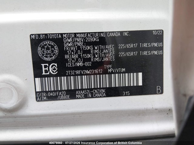 Toyota RAV4 LE 2022 2T3Z1RFV2NW231612 Image 9