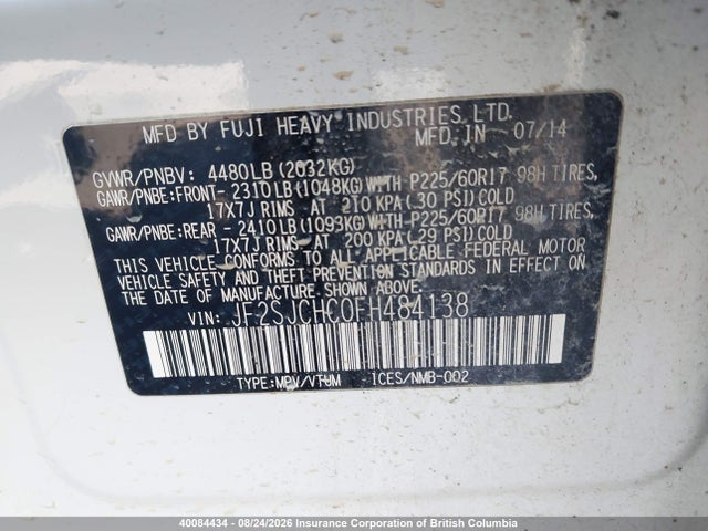 Aukcja sprzedaży 2015 Subaru Forester 2.5i Touring Package, vin: JF2SJCHC0FH484138, numer aukcji: 40084434