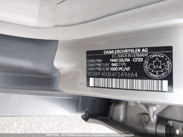 2004 Mercedes-benz C 230k Sport Sedan მანქანა იყიდება აუქციონზე, vin: WDBRF40JX4F549664, აუქციონის ნომერი: 40077344