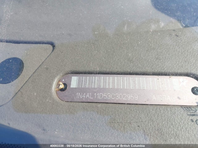 2003 Nissan Altima S/sl მანქანა იყიდება აუქციონზე, vin: 1N4AL11D53C302959, აუქციონის ნომერი: 40083338
