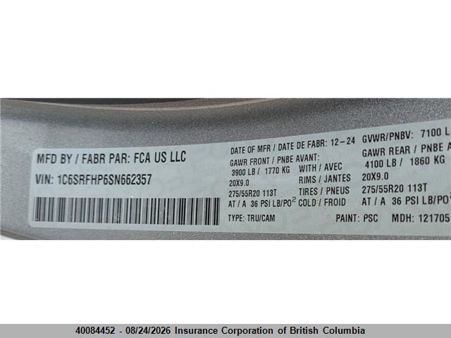 1C6SRFHP6SN662357 RAM RAM