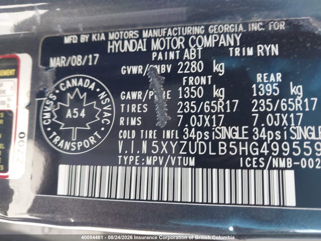5XYZUDLB5HG499559 Hyundai SANTA FE SPORT