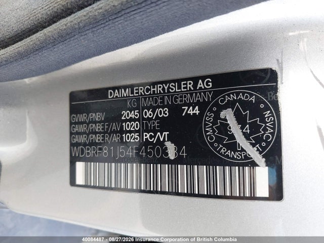 Продажа на аукционе авто 2004 Mercedes-benz C 240 4matic, vin: WDBRF81J54F450384, номер лота: 40084487