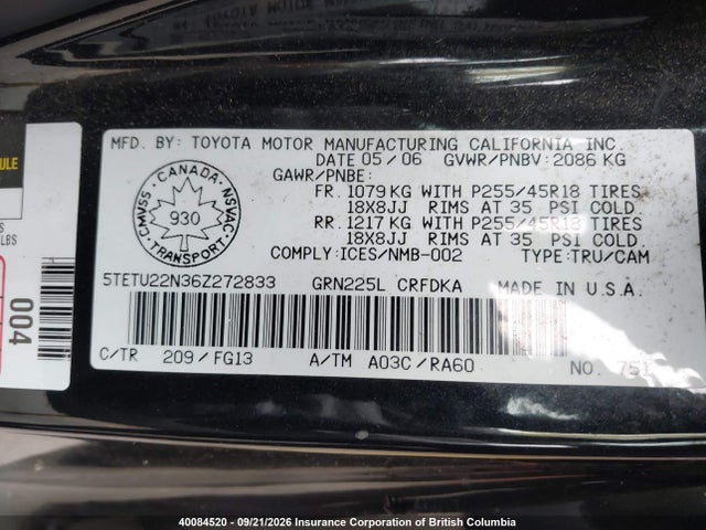 Продажа на аукционе авто 2006 Toyota Tacoma X-runner, vin: 5TETU22N36Z272833, номер лота: 40084520
