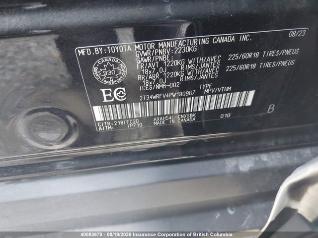 40083678 :رقم المزاد ، 2T34WRFV4PW180967 vin ، 2023 Toyota Rav4 Hybrid Se مزاد بيع