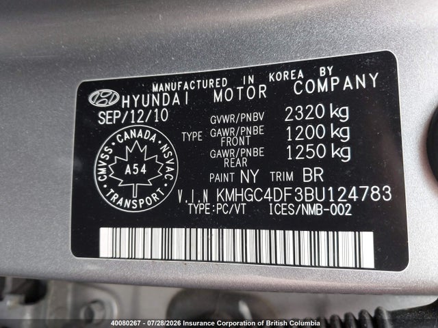 40080267 :رقم المزاد ، KMHGC4DF3BU124783 vin ، 2011 Hyundai Genesis 4.6l مزاد بيع