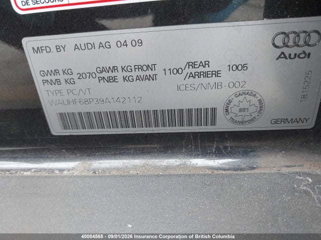 Aukcja sprzedaży 2009 Audi A3, vin: WAUHF68P39A142112, numer aukcji: 40084565