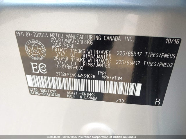 Toyota RAV4 2017 2T3RFREV0HW561076 Image 9