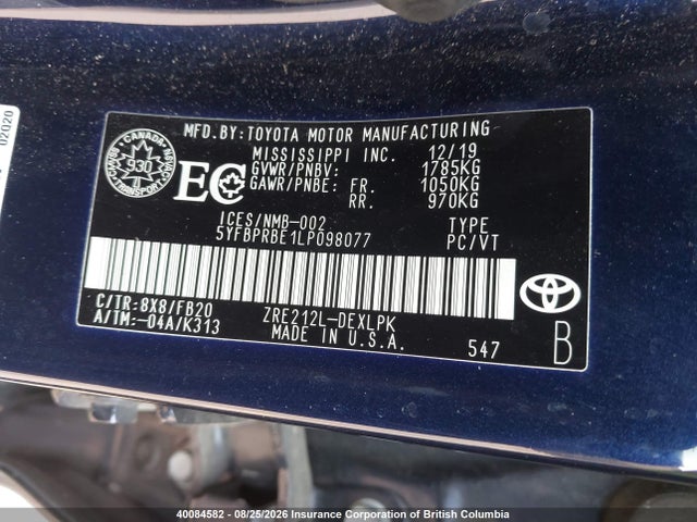 Toyota COROLLA LE 2020 5YFBPRBE1LP098077 Image 18