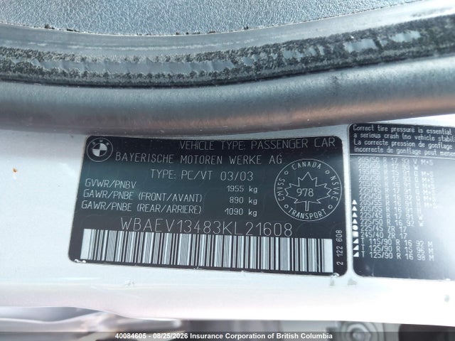 Продажа на аукционе авто 2003 Bmw 320i, vin: WBAEV13483KL21608, номер лота: 40084605