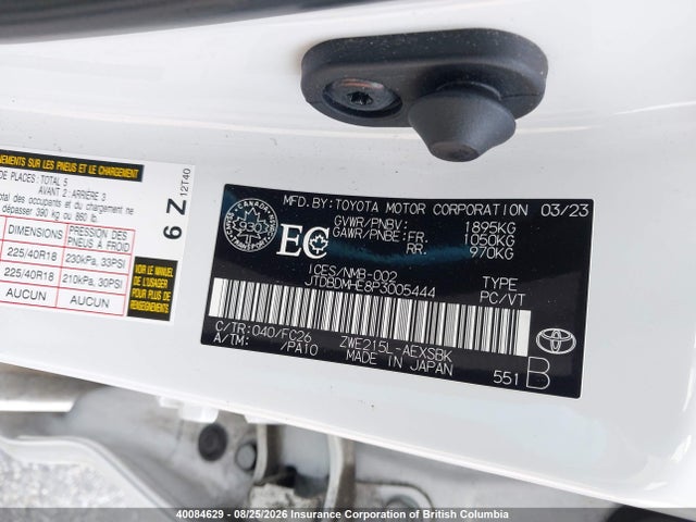JTDBDMHE8P3005444 Toyota Corolla Le/se/night Shade