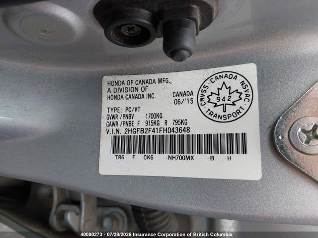 2HGFB2F41FH043648 Honda Civic Lx
