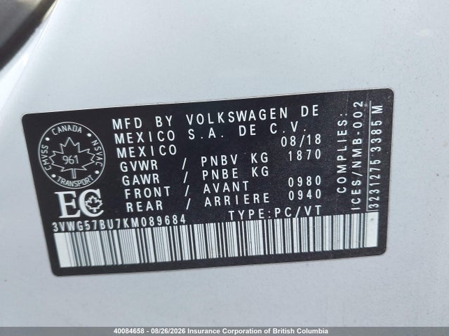Volkswagen Jetta 2019 3VWG57BU7KM089684 Image 9