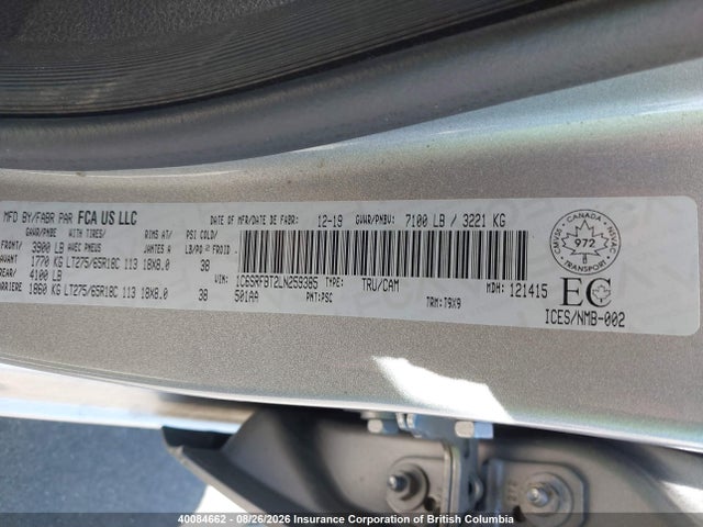 1C6SRFBT2LN259385 RAM 1500 Big Horn/lone Star