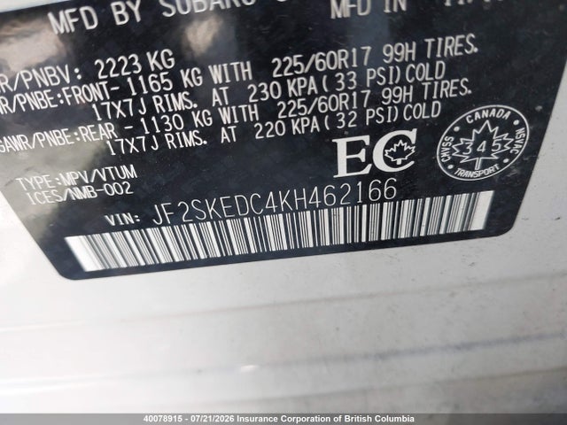 Subaru Forester Premium 2019 JF2SKEDC4KH462166 Image 9