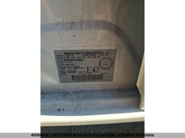 3N1CE2CP1FL416401 Nissan Versa