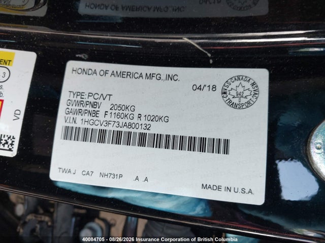 1HGCV3F73JA800132 Honda ACCORD HYBRID