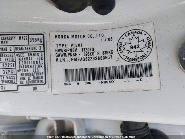 Продаж на аукціоні авто 2009 Honda Civic Hybrid, vin: JHMFA36229S800557, номер лоту: 40081739