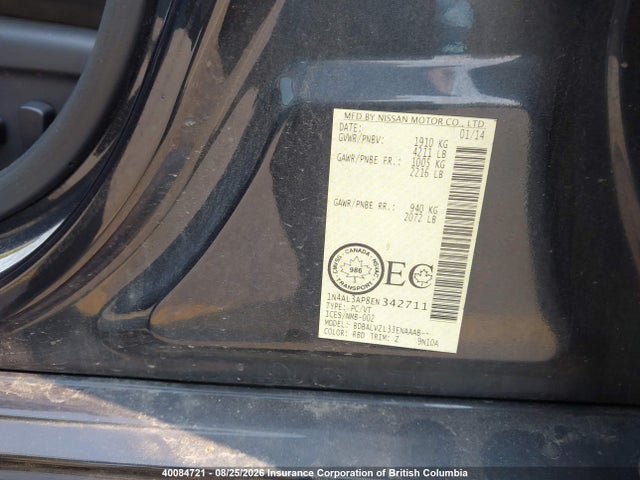 1N4AL3AP8EN342711 Nissan Altima 2.5/s/sv/sl