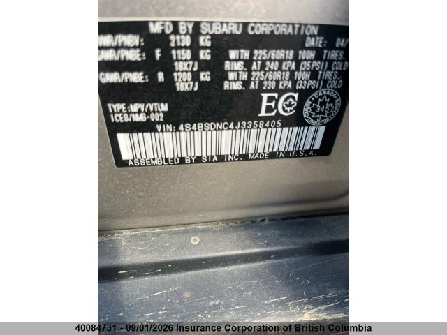 4S4BSDNC4J3358405 Subaru Outback 2.5i Limited