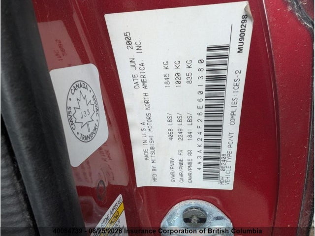 Продаж на аукціоні авто 2006 Mitsubishi Eclipse Gs, vin: 4A3AK24F26E601380, номер лоту: 40084739