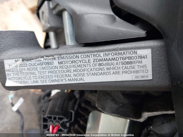 40084743 :رقم المزاد ، ZDMMAMDT6PB007841 vin ، 2023 Ducati Monster مزاد بيع