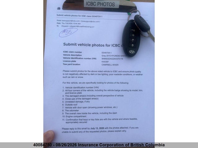 2010 Hyundai Santa Fe Gl 3.5 Sport მანქანა იყიდება აუქციონზე, vin: 5NMSGDAG2AH370178, აუქციონის ნომერი: 40084750