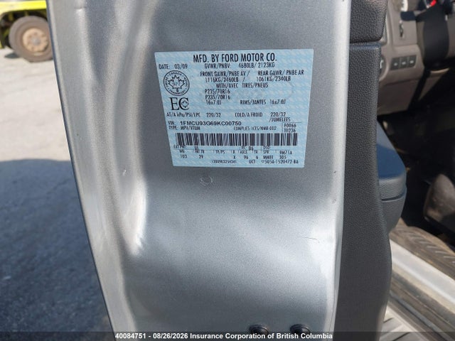 Продажа на аукционе авто 2009 Ford Escape Xlt, vin: 1FMCU93G69KC00750, номер лота: 40084751