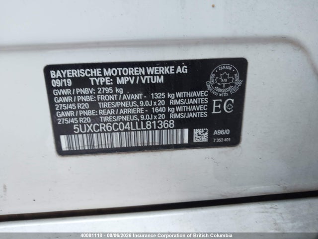 5UXCR6C04LLL81368 BMW X5 Xdrive40i