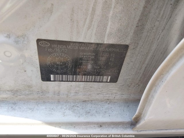 Продаж на аукціоні авто 2012 Hyundai Elantra Gls/limited, vin: 5NPDH4AE5CH147644, номер лоту: 40084647