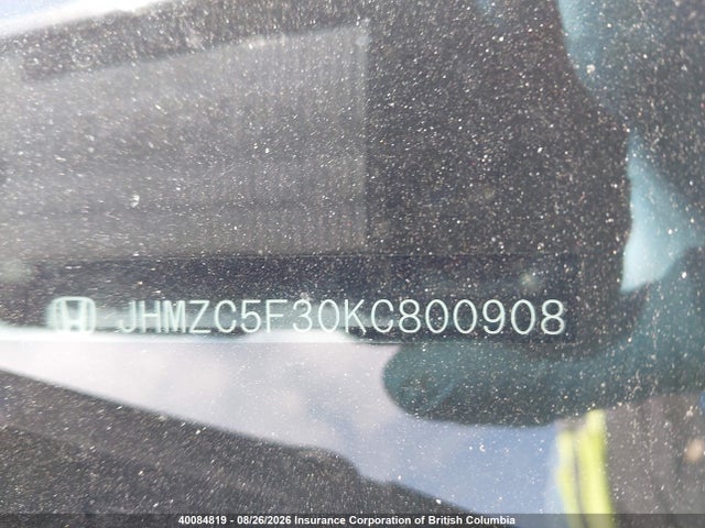 JHMZC5F30KC800908 Honda Clarity Touring